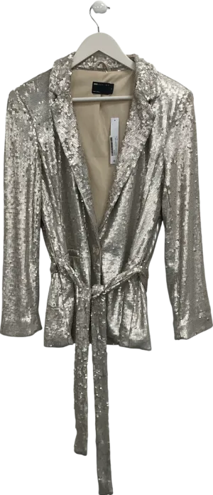 ASOS Metallic Sequin Tie Waist Blazer UK S